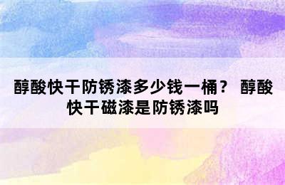 醇酸快干防锈漆多少钱一桶？ 醇酸快干磁漆是防锈漆吗